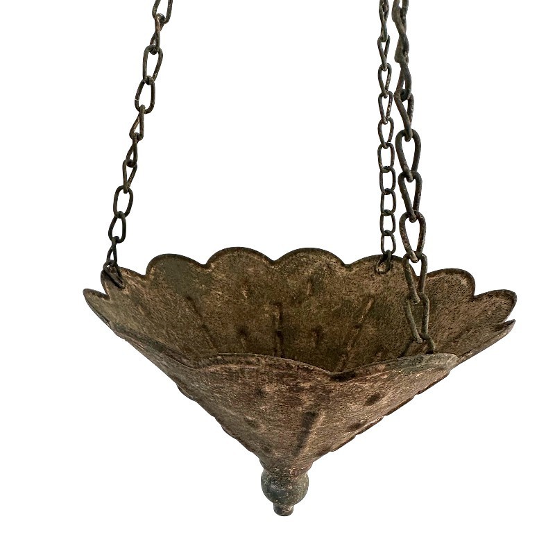 Suspension plantes fer patiné style rétro de 20cm pour déco raffinée