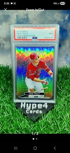 2013 Topps Finest Mike Trout Green Refractor /199 PSA 9 Mint Los Angeles Angels