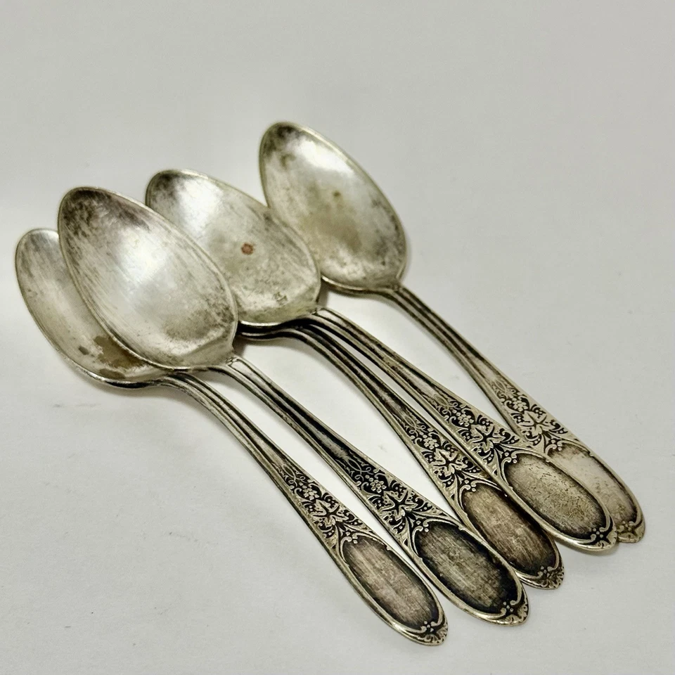 5 антикварных ложек для шампанского IS Wm Rogers 1934 бордовые 4 5/8 дюйма Demitasse - Изображение 2 из 4