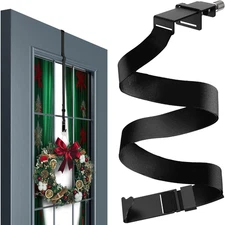 Adjustable Wreath Door Hanger 19" Black over the Door Wreath Hanger for Glass Wi
