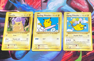 Pokémon XY Evolutions Pikachu 3-Card Lot Surfing/Flying Pikachu 2016 EN