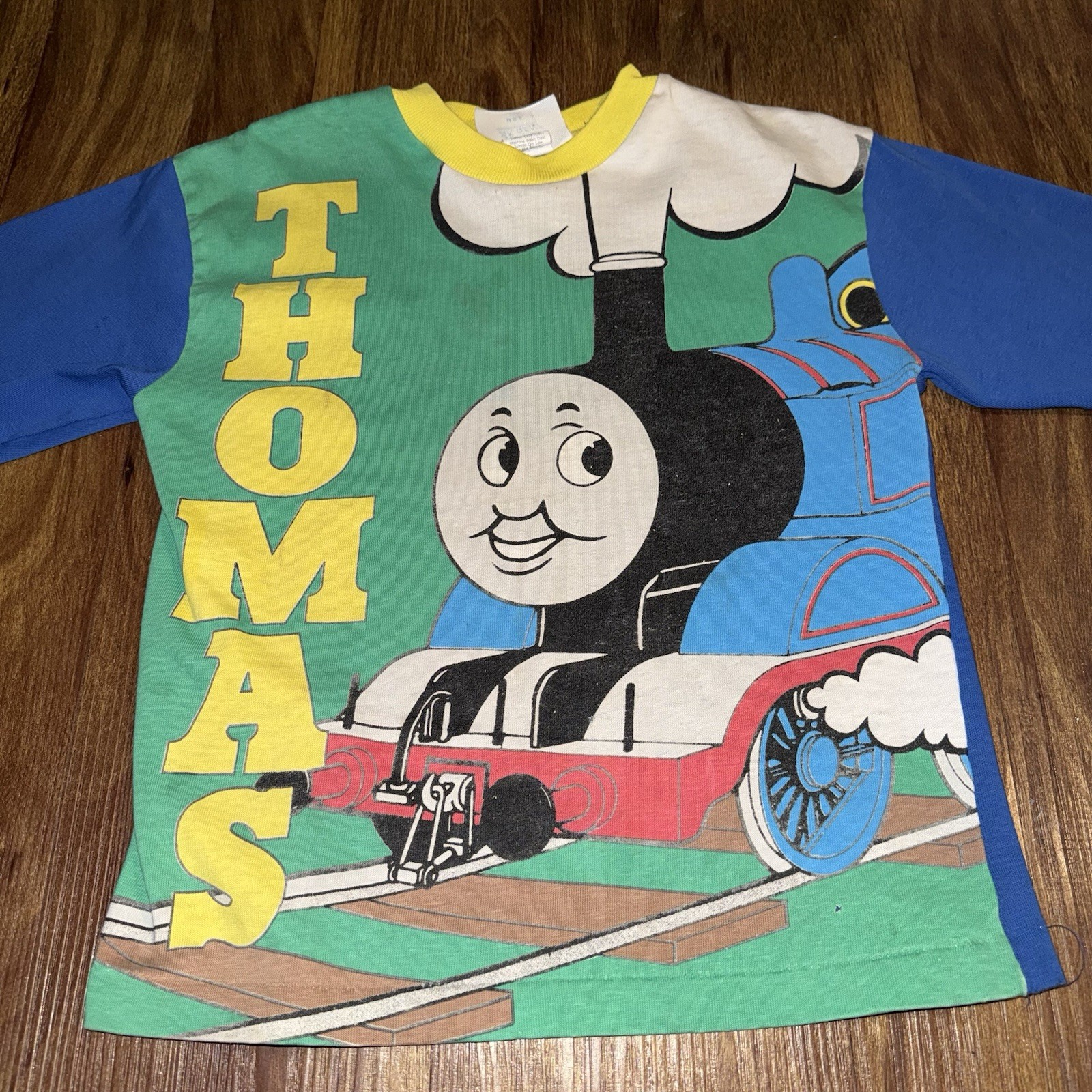 Very Rare Vintage 90s Thomas The Train Mega Print Shirt Size 7 USA 14.5x18.5