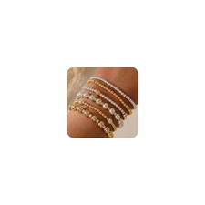 14K Gold Plated Silver Beaded Stack Bracelets Sets for Women Stackable Trendy Wa