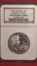 1999 POLAND 1O Z FREDRICK CHOPIN PF69 ULTRA CAMEO (please check out other items)