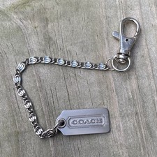 Vintage Coach Hang Tag Metal Keychain Lobster Clasp Silver Unique Purse Charm