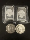 Franklin Half Dollars 1961 & 1953 0.50 & two Liberty 1 oz .999 Fine Silver Bars