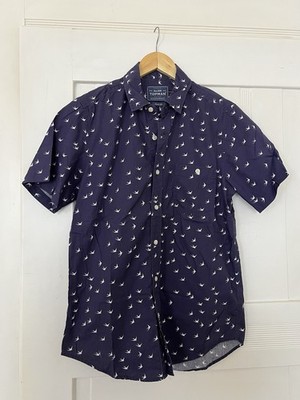 Topman Herren Hemd Sommer Gr S Schwalben blau