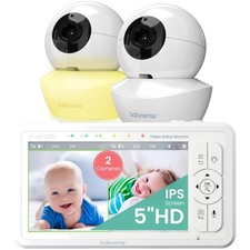 Portable HD Baby Monitor, 2 Cameras, Night Vision, 4X Zoom