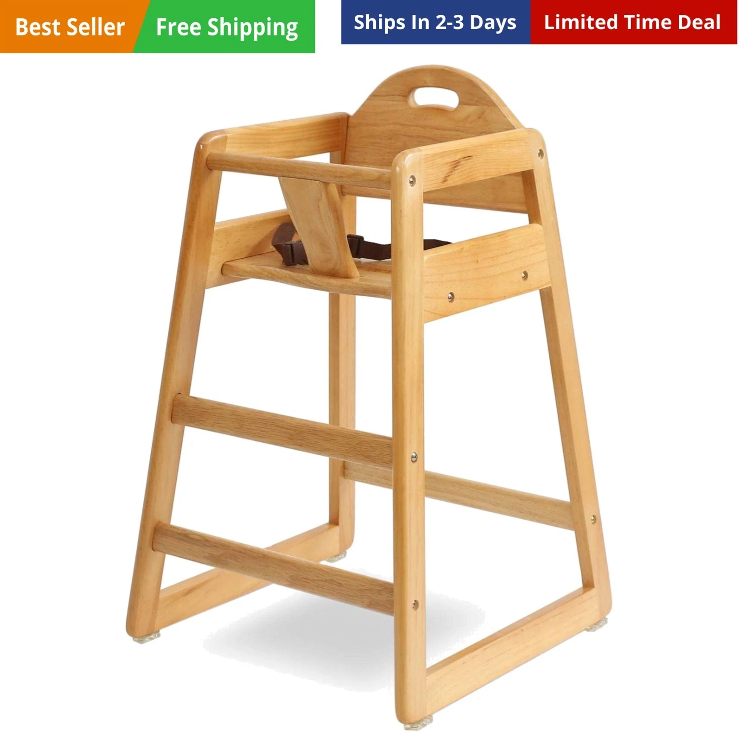 Wooden High Chair for Baby & Toddler – Restaurant-Style Stackable HighChair w...