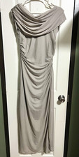Gray Sleeveless Ruched Formal Bridesmaid Dress Regular Size M Polyester Spandex