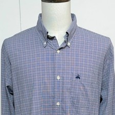 Brooks Brothers Shirt Mens XL Blue Plaid Original Polo Nylon Stretch Button