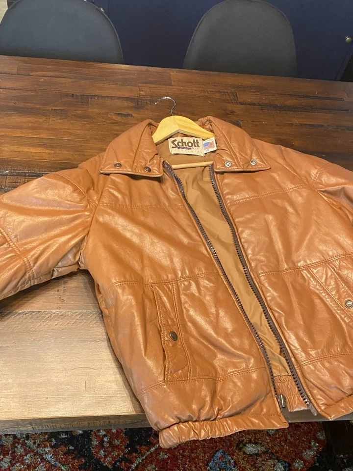Jaqueta de couro marrom vintage Schott NYC Sportsware tamanho 40 - Imagem 2 de 4