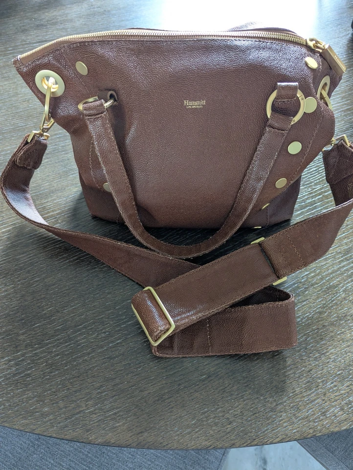 Hammitt Daniel Bag Medium: Mahogany Pebble/Brushed Gold Red Zip - Image 2 of 4