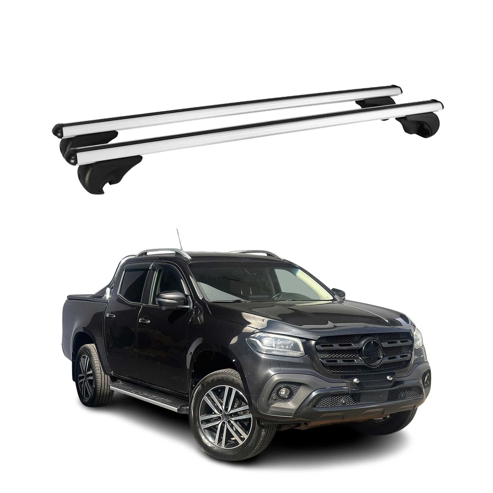 Barres de toit transversales alu argent Mercedes Classe X 470 2017-2020