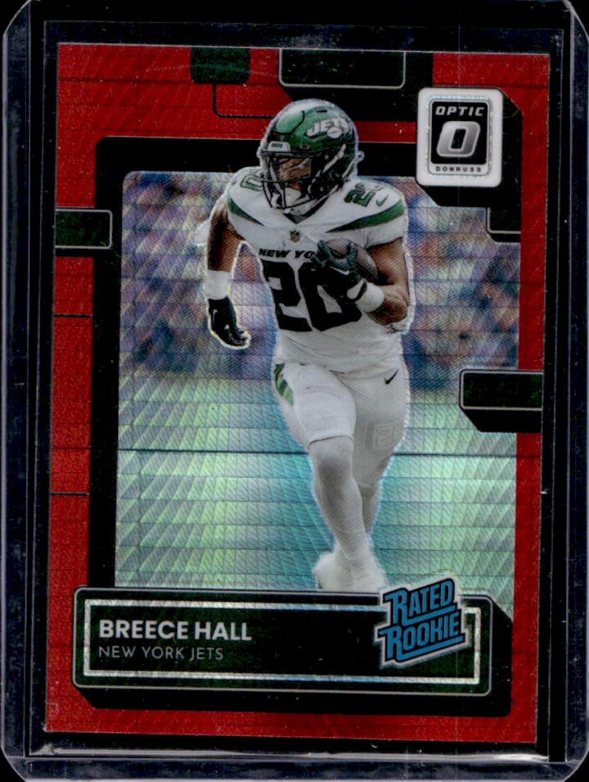 2022 Panini Donruss Optic Breece Hall Red Hyper RC Rated #214 Jets Rookie