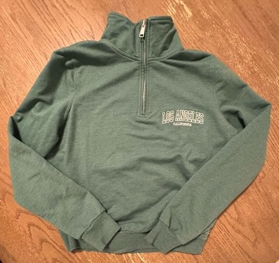 Full Tilt Quarter Zip Pullover Sweatshirt S Green Mock Los Angeles Green Preppy