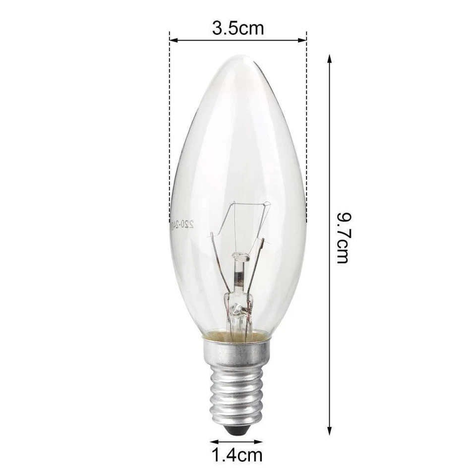 10x Clear Small Edison 40W Lamp Candle Light Bulbs E14 Screw Base Dimmable - Image 2 of 4