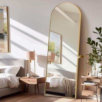 Gold Full Length Arched Mirror 24'' X 65'' - Stylish Home Decor & Dressing Mirror