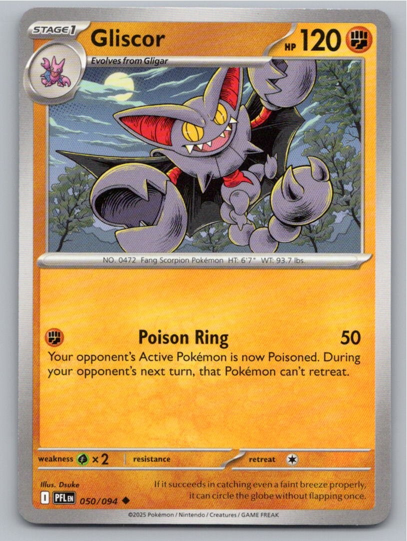 2025 POKEMON GLISCOR PHANTASMAL FLAMES 050/094 UC NM A85198 FREE S&H