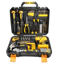 154pcs Tool Kit Household Hand Tool Set with 8V Cordless Drill Portable Toolbox