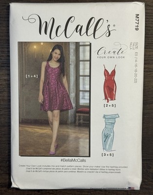 McCall's Pattern M7719 Misses 14-22 Create Your Own Look Dress UC