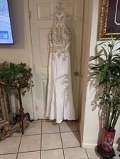 Wedding dress Cinderella  Divine White & Gold Beaded Embroidered  Dress Size 8 