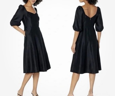 New!!! Draper James Women s Silk Blend Midi Dress Black Size 6 $250
