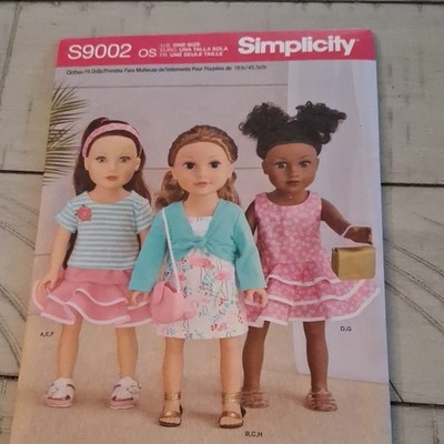 Simplicity S9002 18'' Doll Clothes Sewing Pattern, Contemporary Original