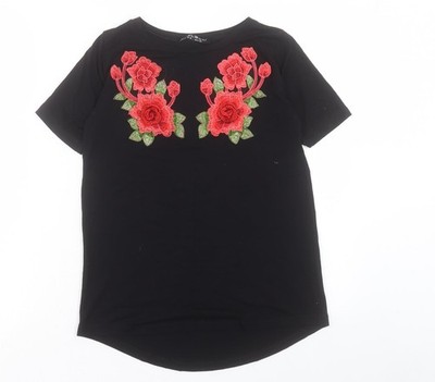 Schwarzes Basic-T-Shirt Damen UK-Größe 8 auswählen