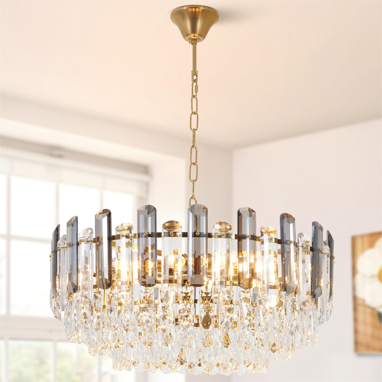 60cm Luxury K9 Crystal Chandelier Modern Hanging Pendant Ceiling Light Fixtures