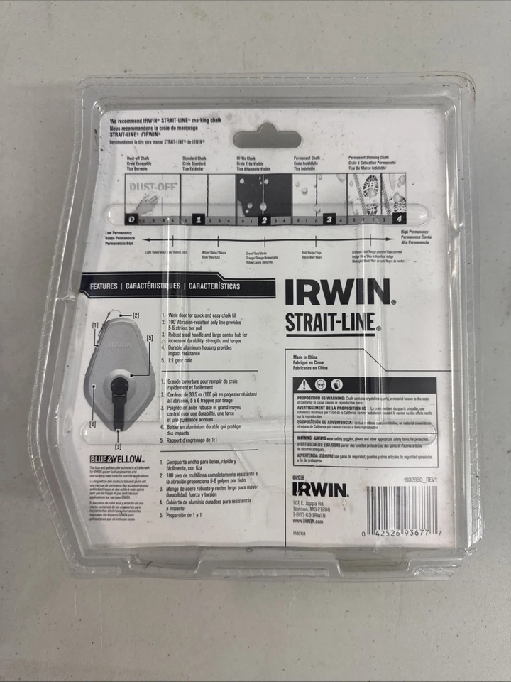 Irwin Strait-Line Chalk Line Reel with Blue Chalk 1932880(100’/30m) - Image 2 of 3