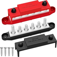250A 12V Bus Bar Marine, 1/4" Power Distribution Block, Battery Buss Bar, Automo