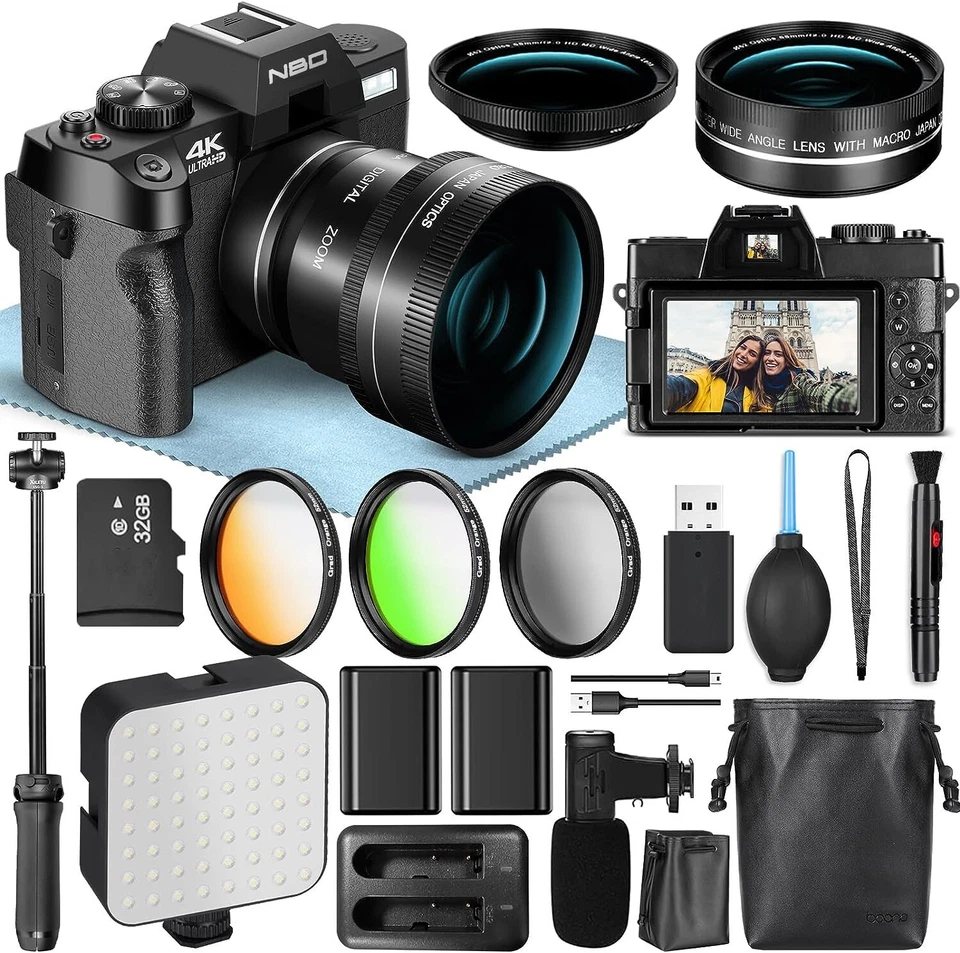 NBD Digital Camera 4K 48MP 16X WiFi Video Camera With Tripod Content Creator Kit