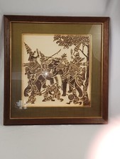 Vintage Thai Angkor Wat Temple Elephant Battle Professionally Framed beautiful