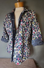 Sz Large, Kantha Stitch Quilted Reversable Floral/Blue Striped Jacket