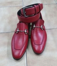 Genuine Men Handmade Leather Shoe, Radish Penny Slip On Shoe, With Matching Belt
