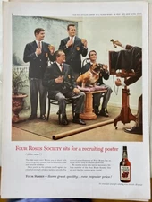 1960 magazine ad for Four Roses Whiskey - Four Roses Society sits for photo