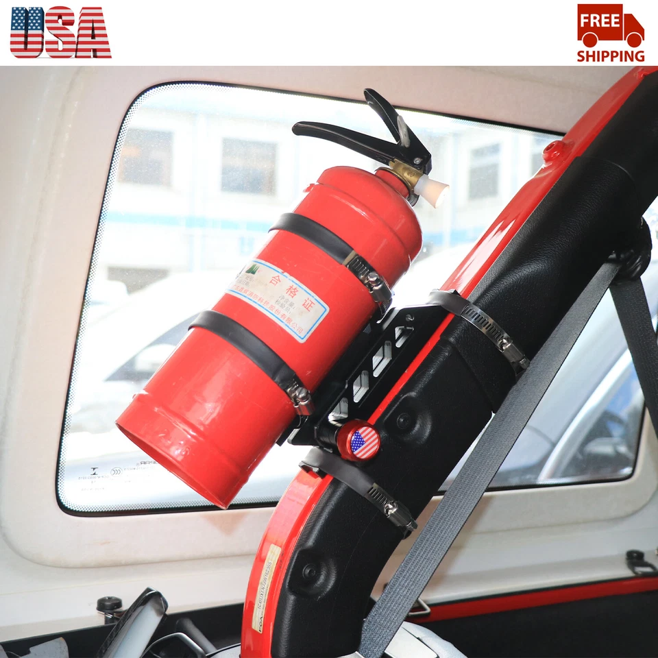 Fire Extinguisher Mount Bracket Black Exterior For Jeep Wrangler TJ JK JL 1997+ Foto 4 de 4