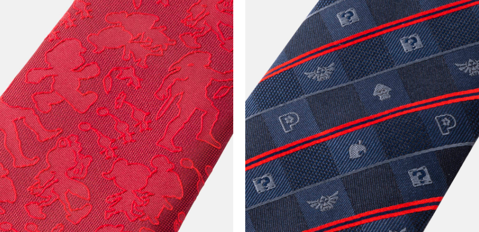 Nintendo Kyoto Excl. Nekado NISHIJIN-ORI Ties Grid-motif Red