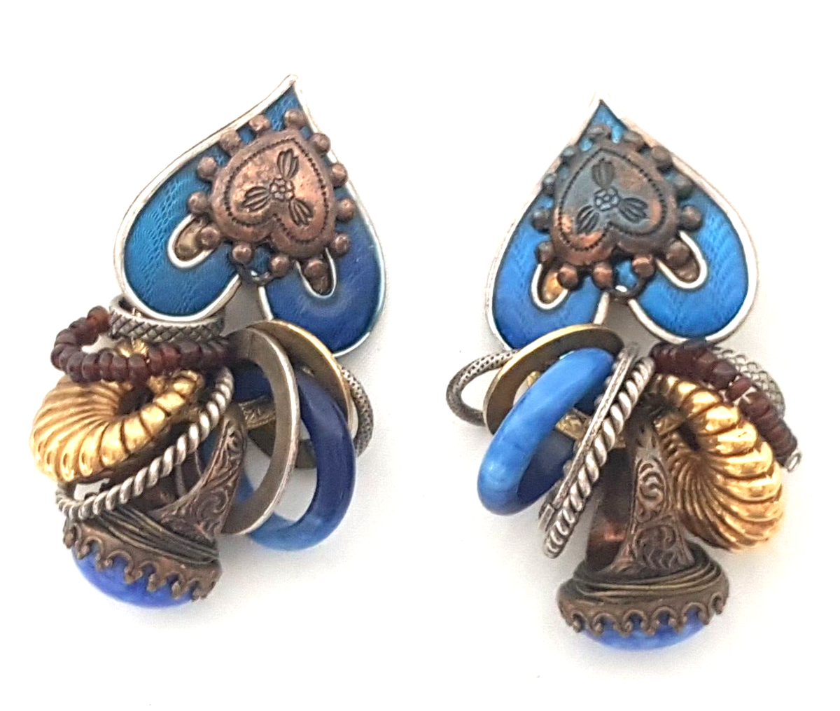 VINTAGE GAS BIJOUX ST TROPEZ FRANCE LAPIS TONE CLIP ON EARRINGS | eBay