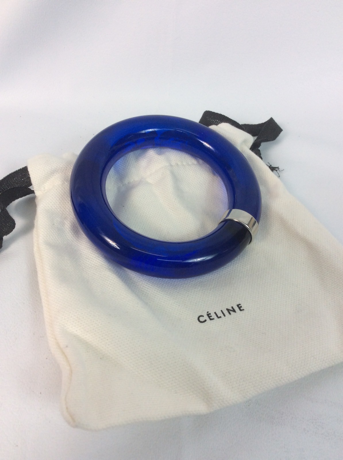 Statement Celine Blue Silver Tone Bangle bracelet… - image 5