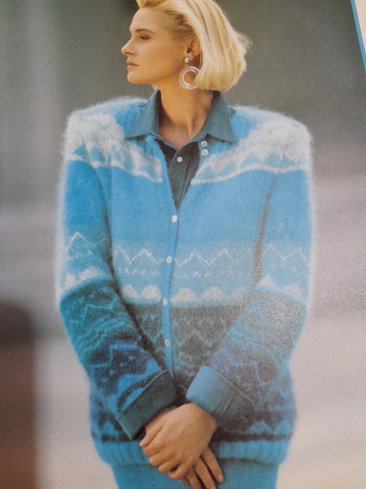 Womens Knitting Pattern Fair Isle Cardigan With Zig Zag Bands - Image 2 of 4