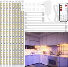 8 PCS Under Cabinet Lighting Kit Bright Lights Flexible Led Strip Home W/ Remote