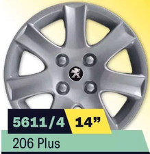 LOT DE 4 ENJOLIVEURS 14'' POUR PEUGEOT 206 PLUS 5611/4
