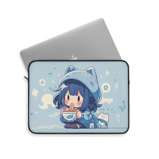 Kawaii Chibi Girl Laptop Sleeve 13" 15" Soft for MacBook iPad Tablet