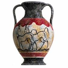 Antica anfora minoica greca Capra Aegagrus vaso in ceramica fatto a mano grande