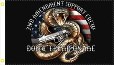 2nd Amendment Support Crew Gadsden Flag 3x5 Feet Outdoor 100D JC