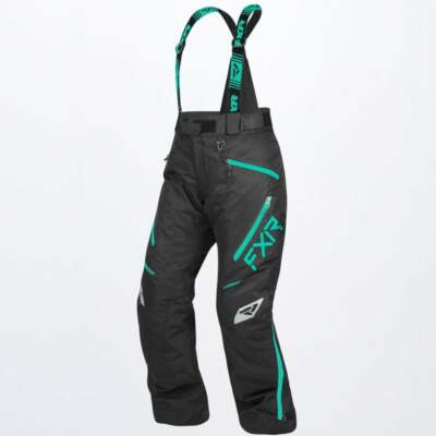 NEW FXR WOMENS EDGE SNOWMOBILE PANTS, WARM, WATERPROOF, BLACK, MINT, SIZE 6