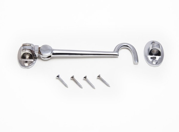 Schrankhaken Und ÖSe 125 Mm Riegel Verchromt Aus Messing Mit Schrauben 10Er-Pack-image