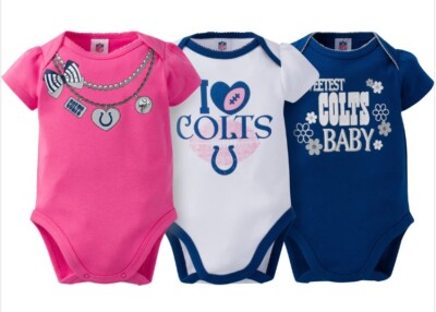 NFL Indianapolis Colts Baby-Girls 3 Pack Short Sleeve Bodysuit